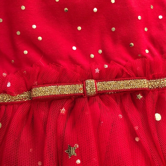 Hanna Andersson Shimmer star dress in soft tulle red and gold 8 NEW holiday - Picture 5 of 6